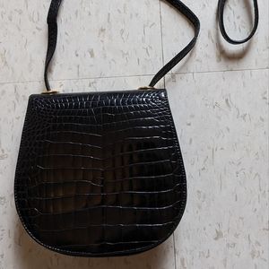 Jay Herbert Alligator Black Leather Crossbody Purse